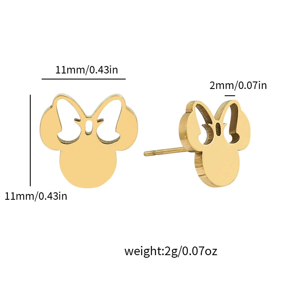 Женские серьги из нержавеющей стали с Микки Маусом милый мультяшный бант
