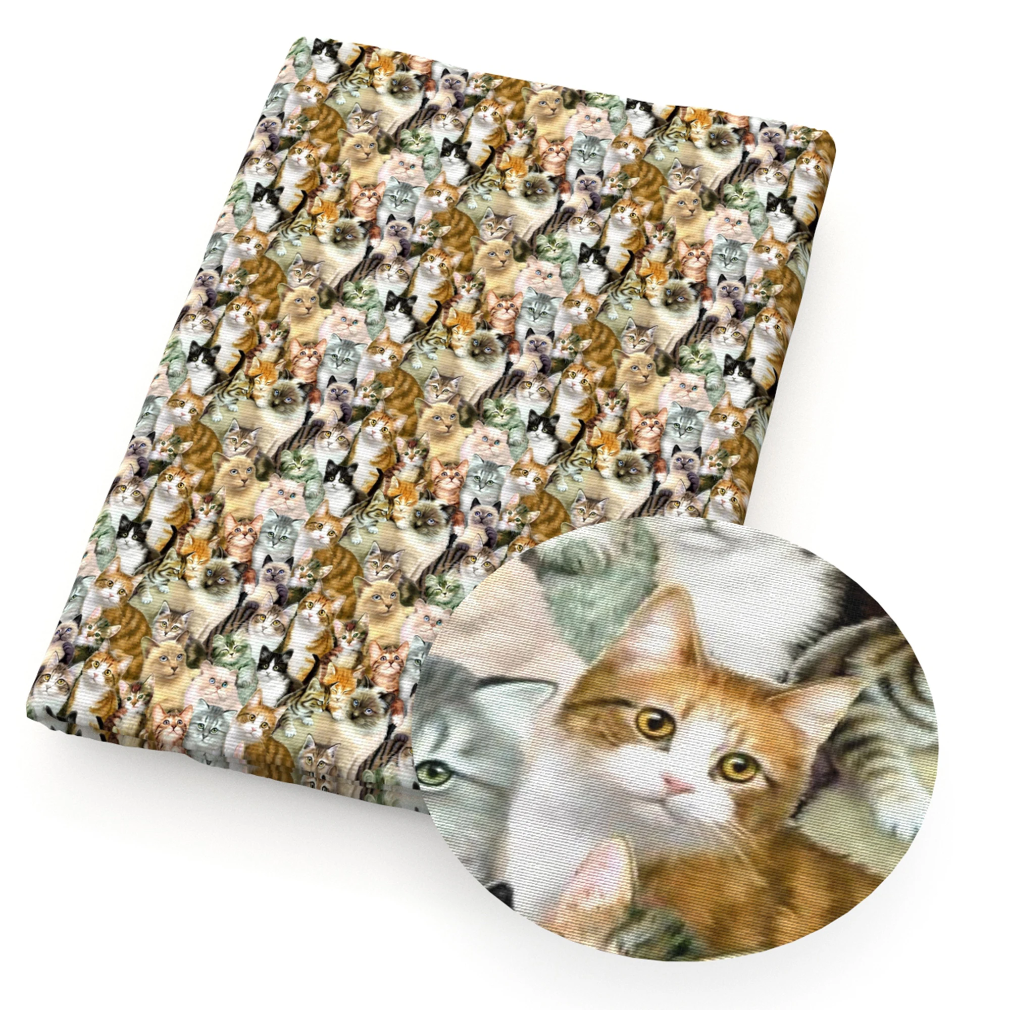 Ткань для купальников с принтом кошки полиэстер хлопок ткань шитья рукоделия