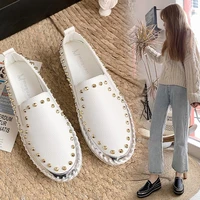womens sneakers ladies casual shoes rivet new pattern fashion korean version muffin thick soled chumky white shoes size 43
