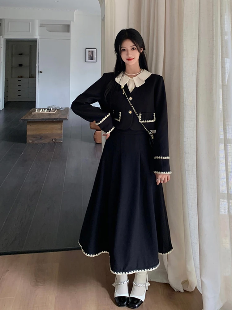 Женская осенне-зимняя черная повседневная куртка больших размеров на эластичной