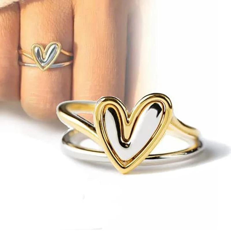 

Self Love Layered Heart Ring, The Love Between Mother & Daughter Layered Heart Ring, 925 Sterling Silver Heart Wire Ring Jewelry