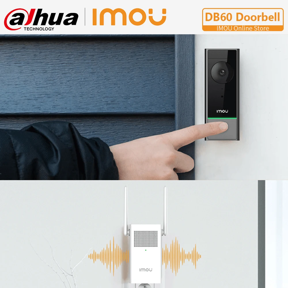 Скидка IMOU беспроводной Wifi 5MP видео перезаряжаемый аккумулятор дверной звонок с Chime Интерком PIR Обнаружение ночного видения IP65 Водонепроницаемый DB60