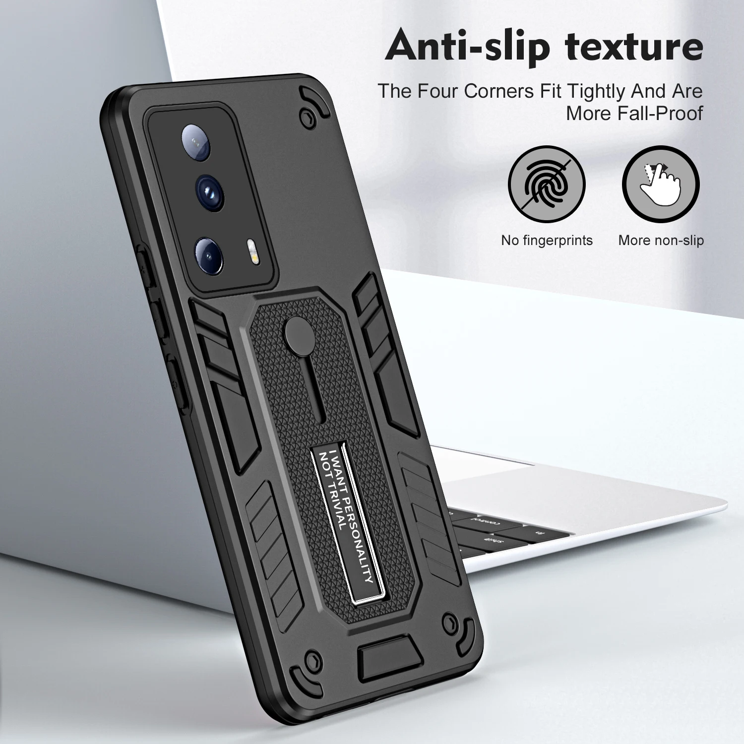 

Phone Case for Xiaomi 13 Lite Luxury Invisible Finger Ring Buckle Holder Armor Shockproof Soft Edges Hard Cover for Xiaomi13Lite