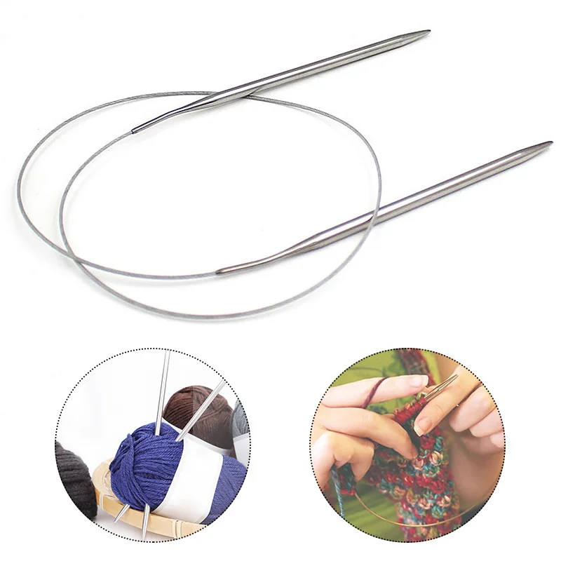 

43/60/120cm Extended Ring Needles Wire Rope Ring Stainless Steel Needle Sweater Needle Pin 6 - 16 Crochet Needle Tools