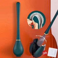 silicone brush head toilet brush set wall mounted long handle no dead corners cleaning brush bathroom accessories