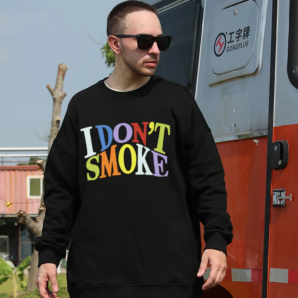 

I Don'T Smoke Colored High Street Printing Man Cotton Hoodies Personality Oversize Sweatshirt Hip Hop Spring Tops Mens Clothing
