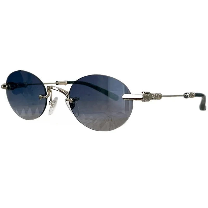 LUX CHRetro-Vintage Titanium Rimless Sunglasses UV400 Unisex HD Gradient Glasse 53-23-139 Models Round Rectangular Goggles