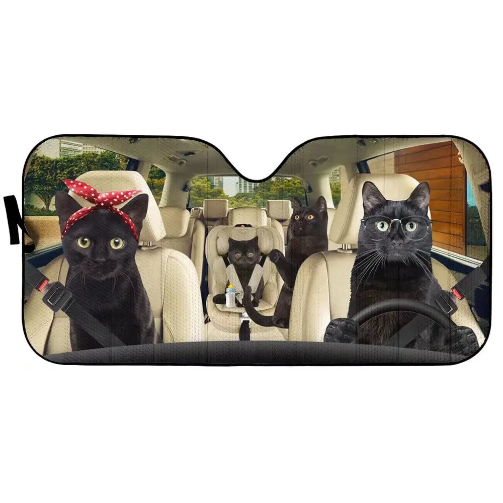 

Черный котенок на лобовое стекло для водителя солнцезащитный козырек Забавный семейный Автомобильный солнцезащитный отражатель в виде животного для сиденья грузовика солнцезащитный козырек для питомца авто