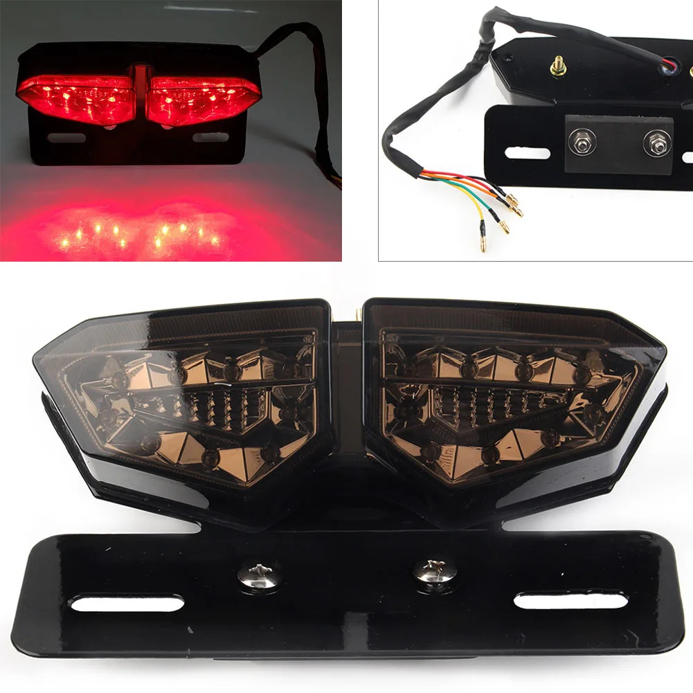 Motorcycle License Plate Holder Bracket with Tail light Turn Signal Brake Indicator For Chopper Bobber Cafe Racer ATV Dirt Bike