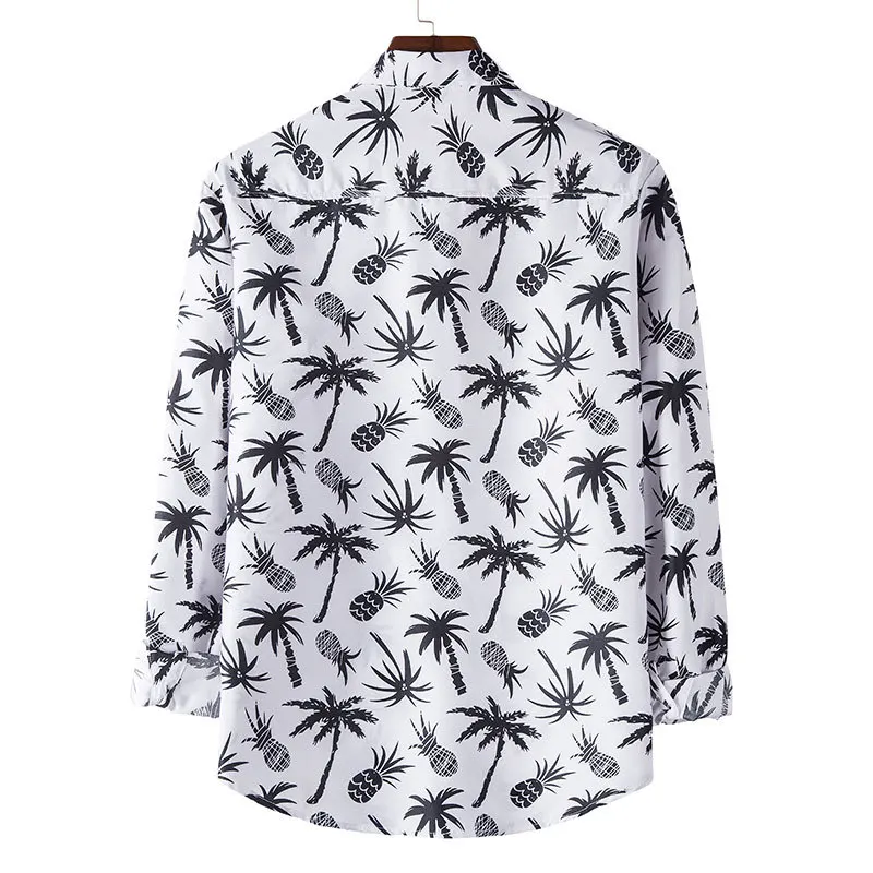 Mattswag Hawaiian Printed Long Sleeve Shirt For Men Spring Autumn Breathable Men's Clothing Loose Fashion Casual Dress Shirt 3XL