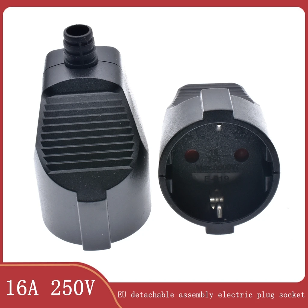 

1pair 250v 16a Male Female Assembly Receptacle connector french Russia Korea German EU Schuko power cord wired cable plug Socket