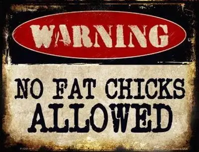 Металлическая вывеска Losea No Fat Chicks 12x8 дюймов