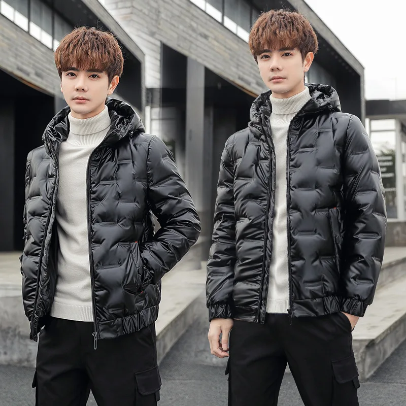 Autumn and winter new fashion men's short thin hooded down jacket men's style
