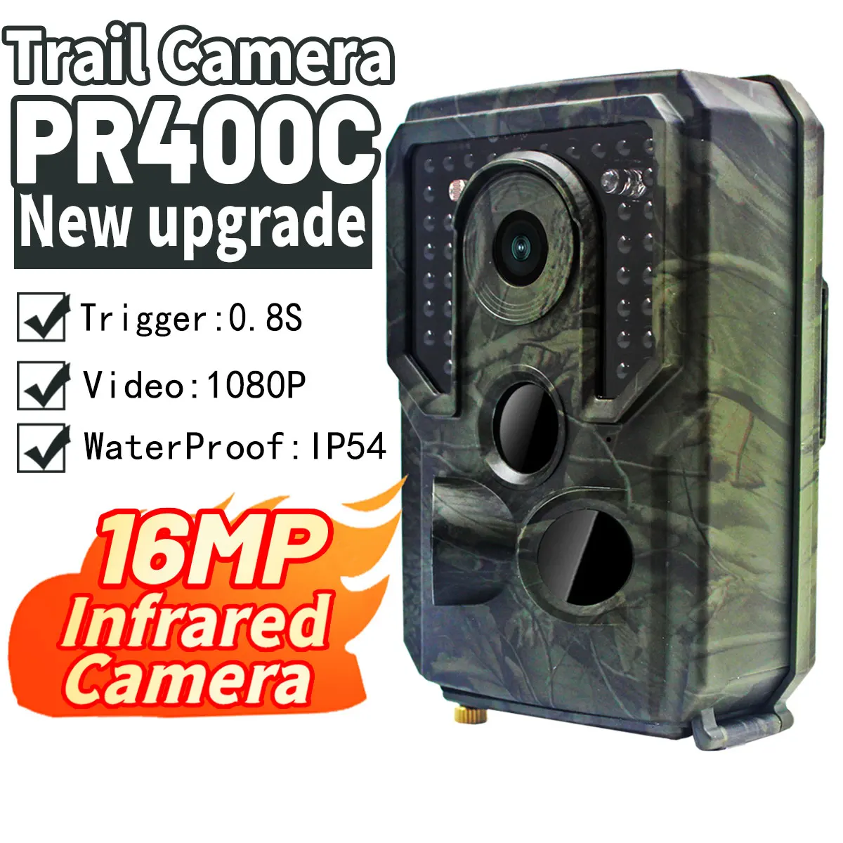 

Hunting Camera Photo Trap PR-400-PRO HD 1080p 12MP Wildlife Trail Night Vision 120 Degree Video Scouting Game