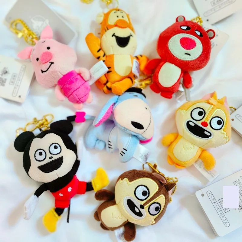 

Plush Keychains Disney Friends Mickey Winnie The Pooh Piglet Lotso Bag Accessories Toys Pendant Stuffed Anime Stuffed Gifts Cute