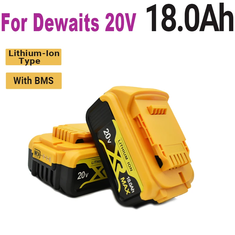 

New 18V 6.0Ah MAX XR 18650 Battery Power Tool Replacement for DeWalt DCB184 DCB181 DCB182 DCB200 20V 6A 18v Battery