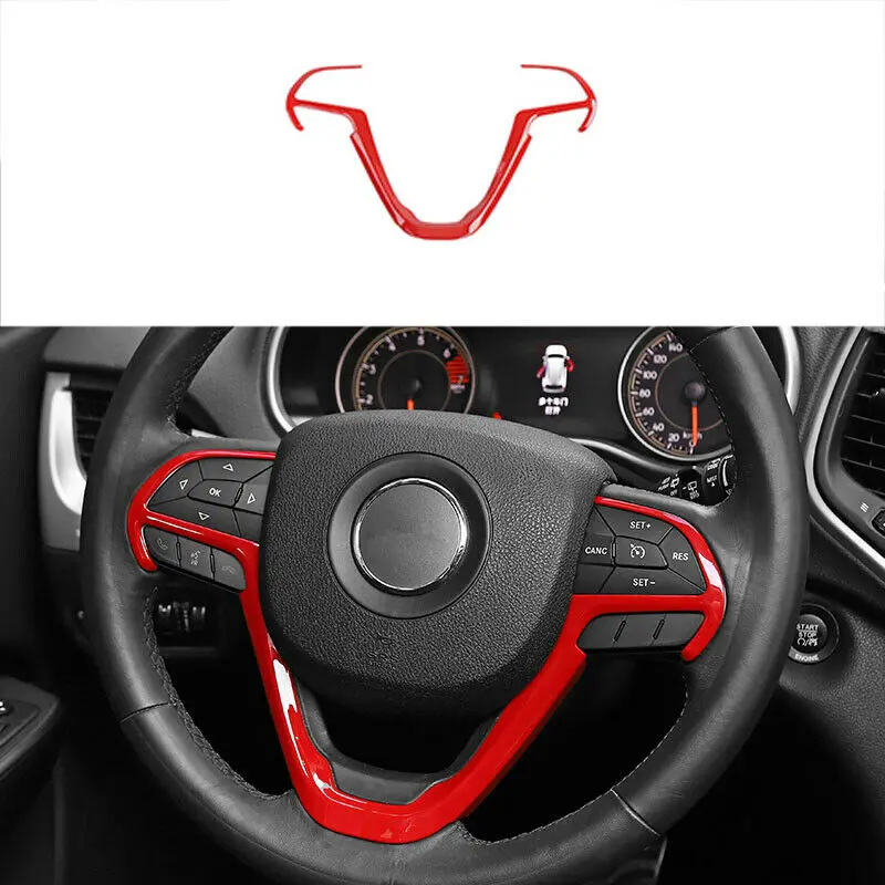 

Fit For Jeep Grand Cherokee 2014-2020 ABS Red Steering Wheel Strip Cover Trim