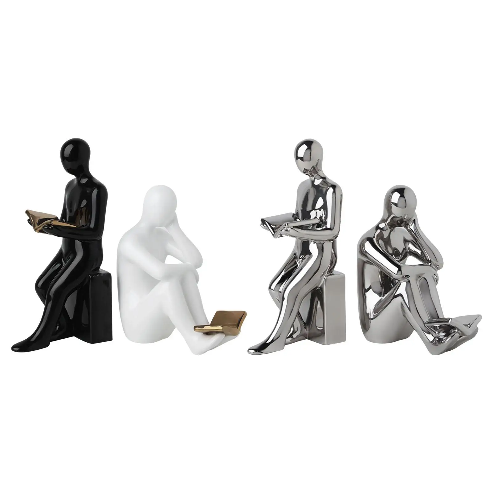 

Ceramic Human Statues Collectible Sculpture Abstract Figurines Gifts for Farmhouse Room Ornaments Bookshelf Housewarming
