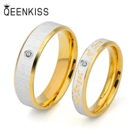 qeenkiss rg802 2022 fine jewelry wholesale fashion lovers couple birthday wedding gift zircon titanium stainless steel ring 1pc