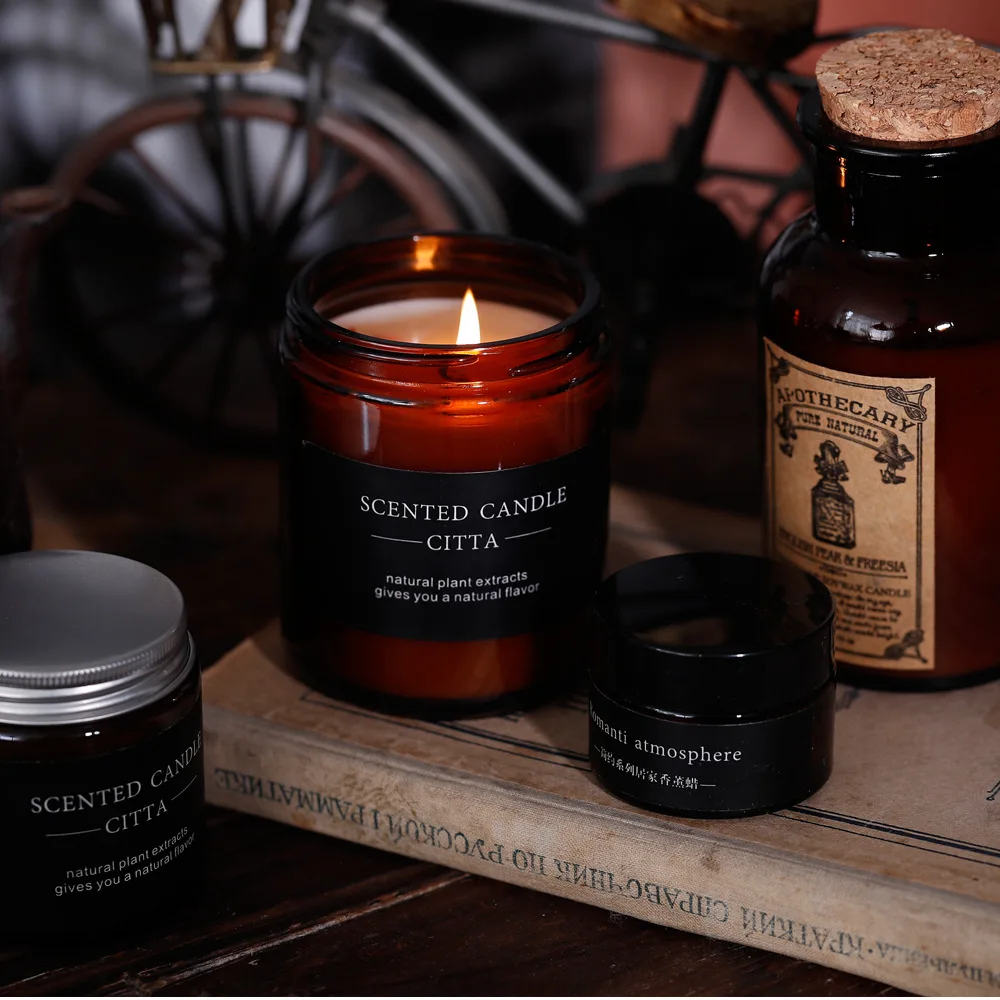 Домашняя стеклянная банка Свеча для ароматерапии воск растений в скандинавском