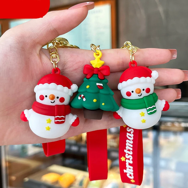 

Christmas Series Car Keychain Cute Key Pendant Snowman Xmas Tree Santa Claus Silicone Festival Accessories Jewelry Giftsnew