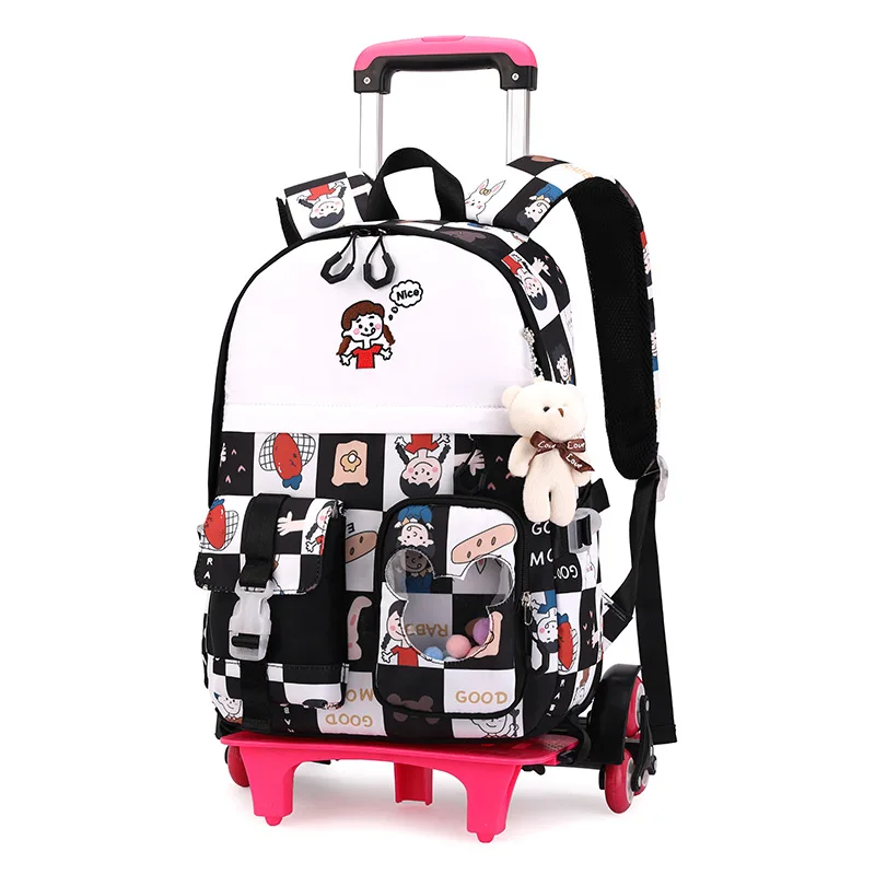 

Trolley Children School Bags With Wheel Mochilas Kids Backpacks Trolley Luggage Girls princess backpack Backbag kids Schoolbag