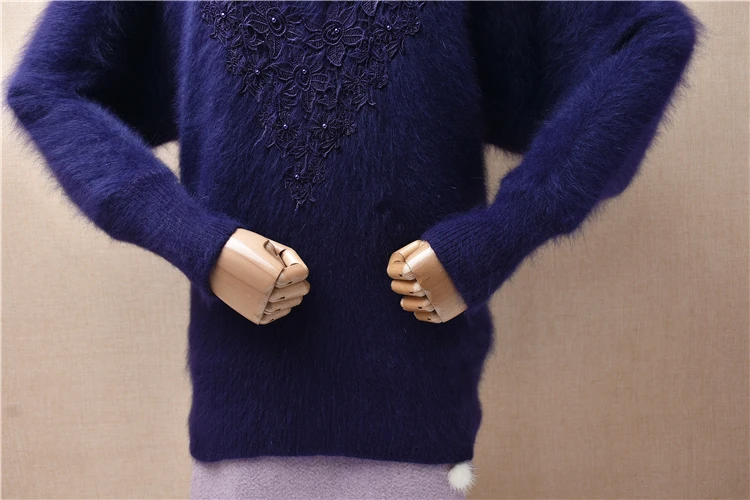 Женская осенне-зимняя одежда винтажная вышивка бисер волосатый ангорский кролик