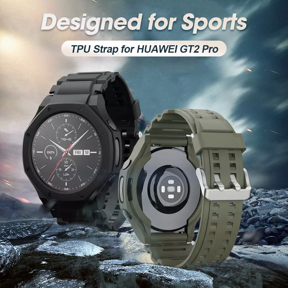 

SIKAI 2021 TPU Band Strap Bracelet For Huawei GT2 Pro GT 2 Pro Shell Screen Protector Cover Case For Huawei Smart Watch