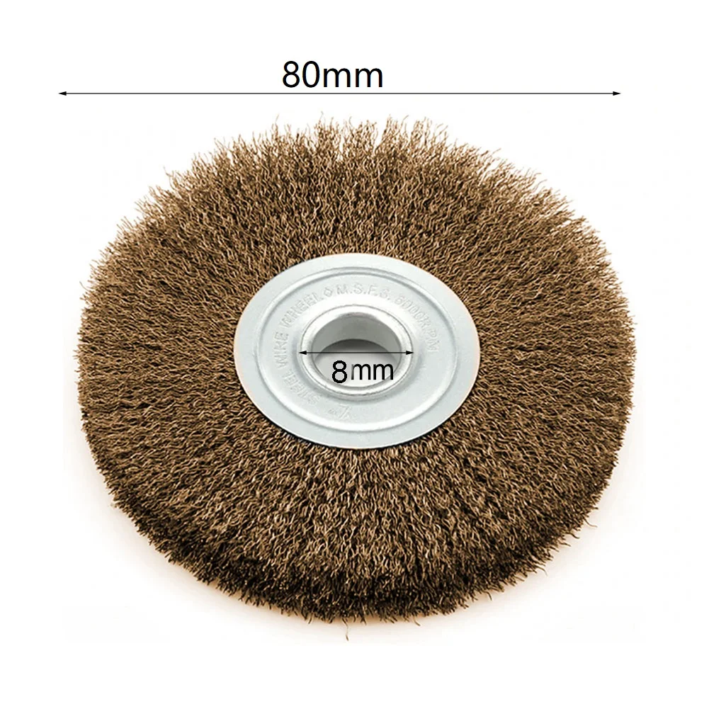 

1pc Copper Plated Stainless Steel 3In Flat Crimped Wire Wheel Brush For Angle Grinder 0.32in Bore For Cleaning Portable Tools