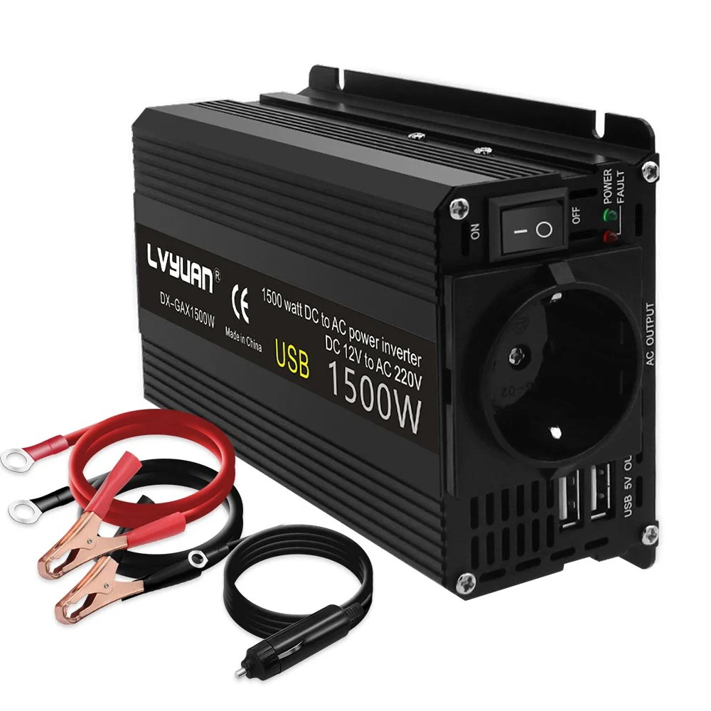 

LYYUAN Car Inverter 12V 220V Power 1500W Converter 2 USB EU Socket Webasto 12 Volts Auto Inversor 12V 220 V Transformer Solar