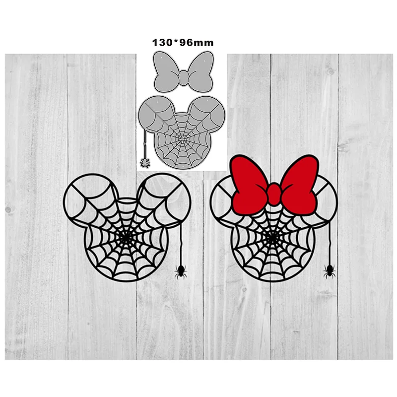 2022 New Spider Web Mouse Head Bow Tie Metal Cutting Dies for Scrapbooking Paper Craft and Card Making Embossing Decor No Stamps