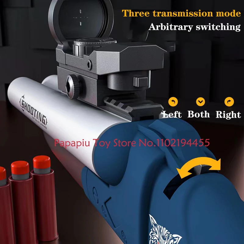 Двуствольный игрушечный пистолет - оружие на мягких пулях и пистоне из пеноматериала для детей и взрослых, модель для стрельбы на открытом воздухе с катапультой оболочки.