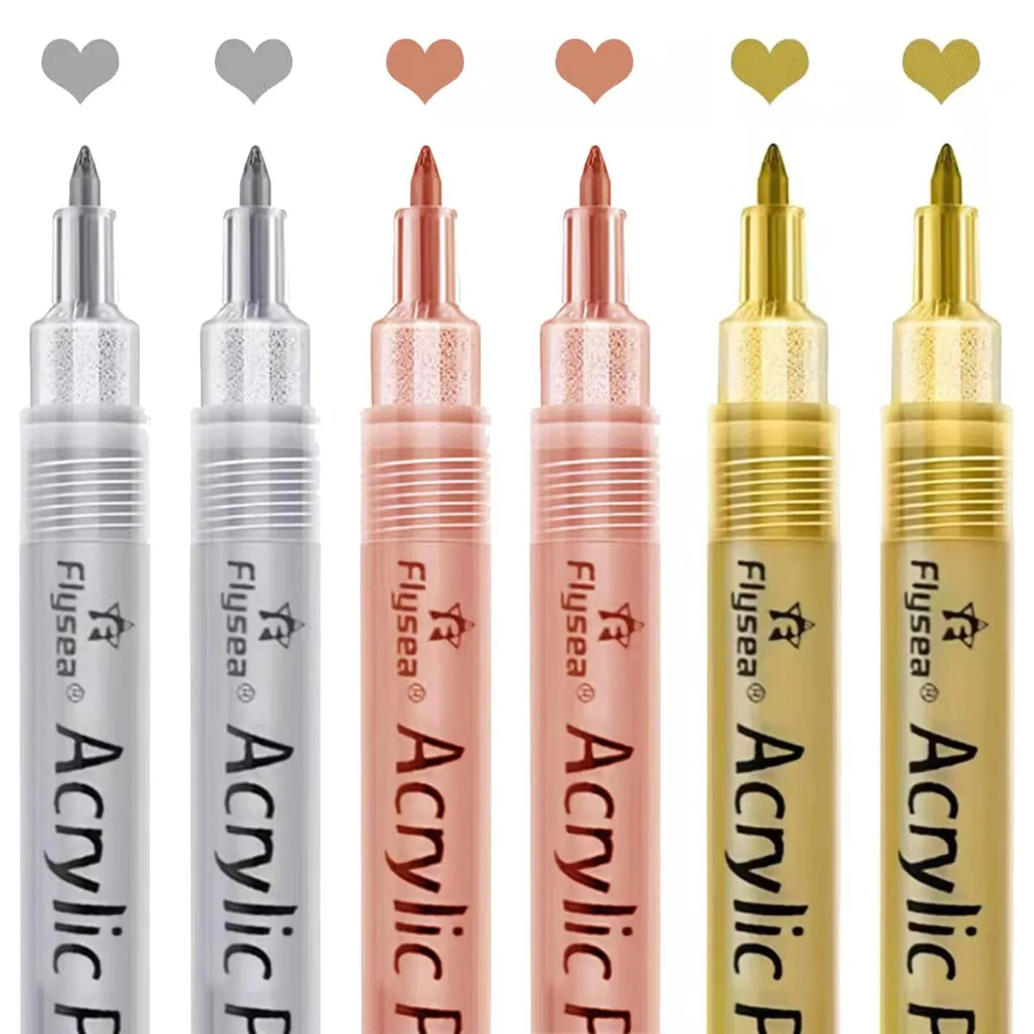 

Acrylic Paint Pens - Gold,Silver, Rose Gold Paint Pen for Black Paper, Wood, Rock Painting, Fabric,Glass, Metallic Paint Pen Set