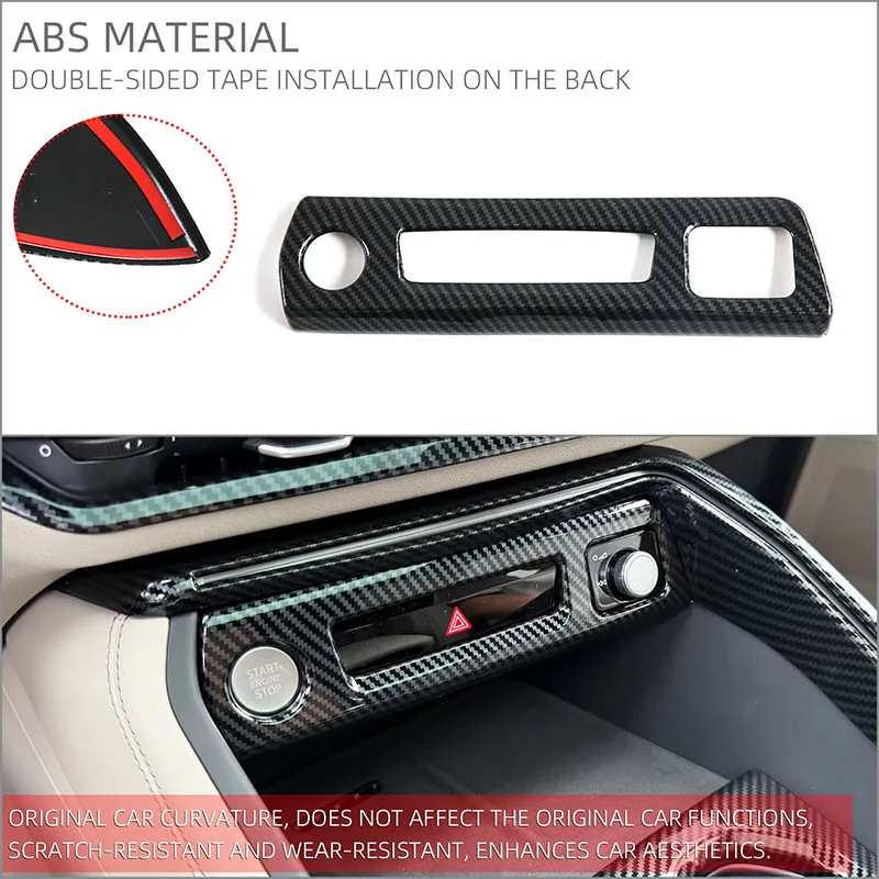 Фото Для Audi Q5 Q5L GU 2025 2026 2027: Защитная рамка для кнопки старт-стоп, декоративная рамка для переключателя кондиционера с двойной подсветкой №5