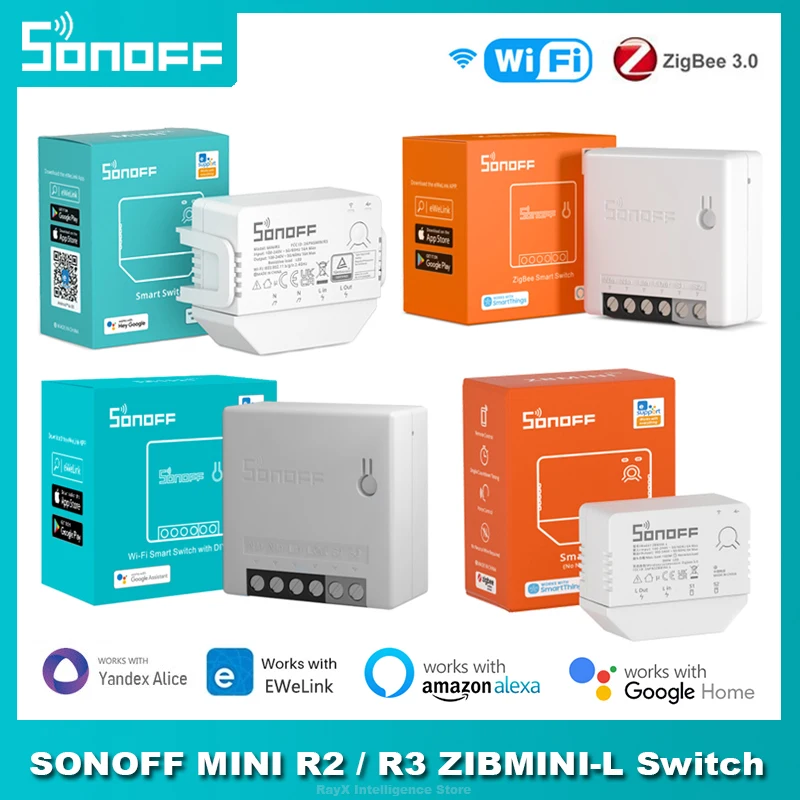 Умный мини-переключатель SONOFF WiFi / ZigBee Mini R2 MINI R3 ZBMINI/ZBMINI-L голосовое управление