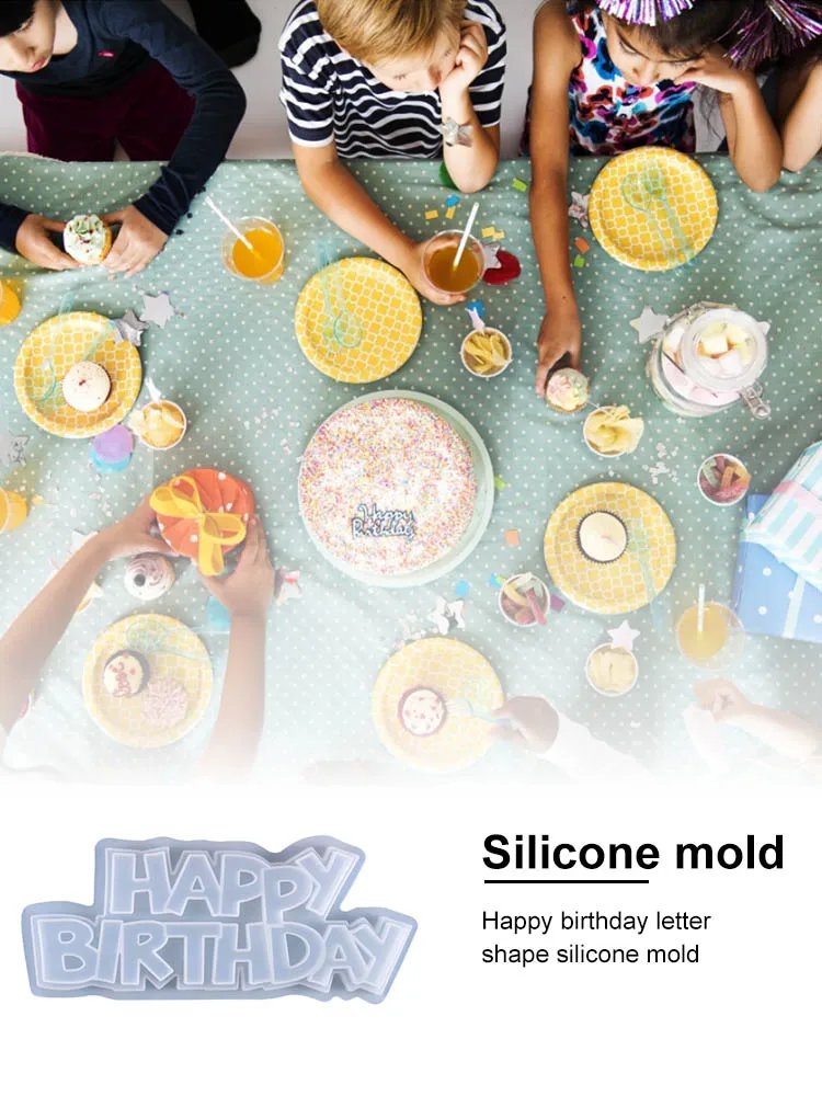 

Happy Birthday Resin Mold Letter Soap Silicone Mold for DIY Craft