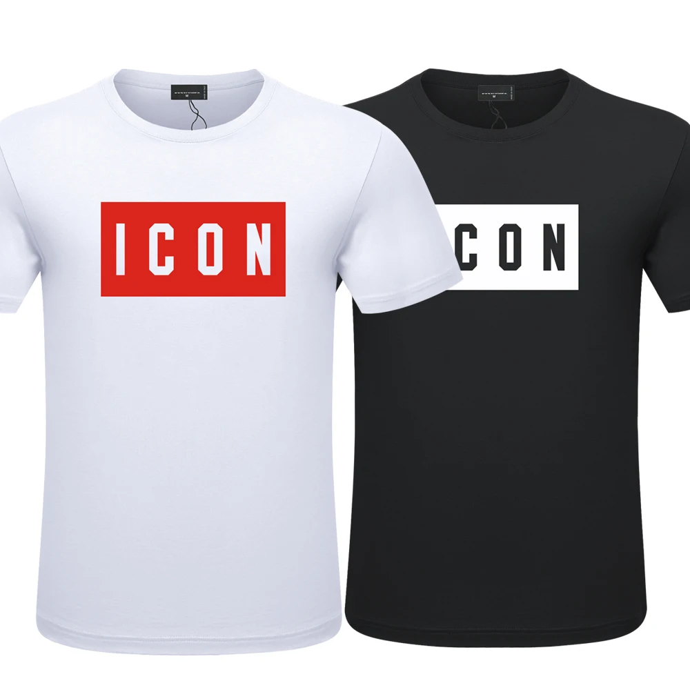 

DSQ2 Brand Mens Summer T-Shirt Print ICON High Quality Cotton Mens Womens Casual Loose Short Sleeve Couple T-shirt Hip Hop