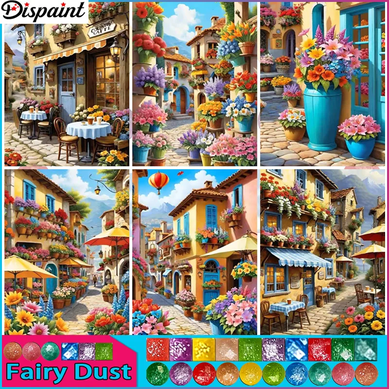 Dispaint Fairy Dust AB DIY 5D Diamond Painting &quotStreet Flowers&quotFull Embroidery Sale Picture Of Rhinestones For Festival