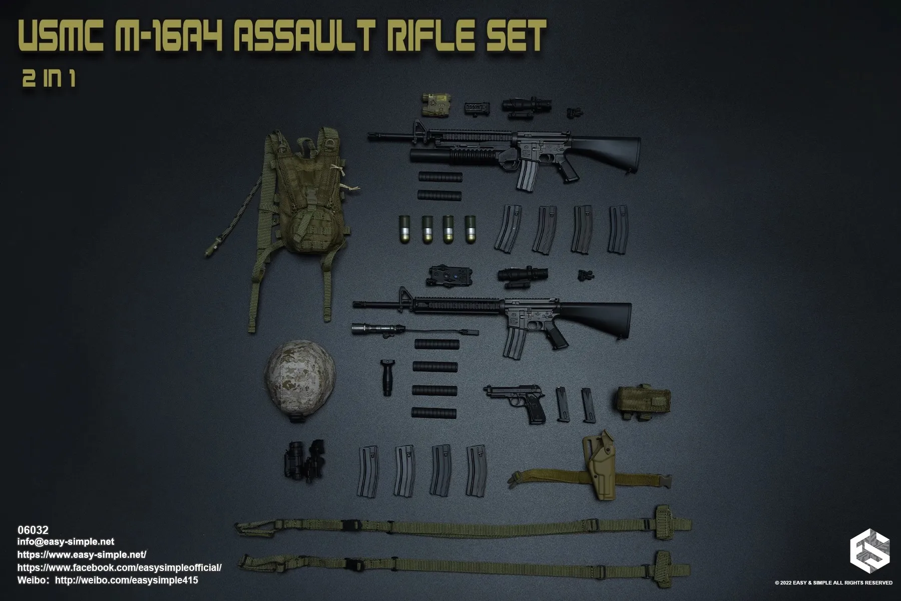 Easy&ampSimple ES 06032 1/6 Солдатское оружие USMC M16A4 Винтовка Набор шлемов Аксессуары Модель