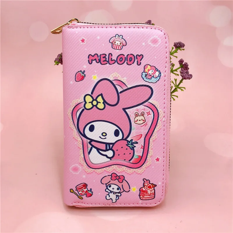 Длинные кошельки Sanrio Cinnamoroll Kuromi для женщин милый держатель карт из искусственной