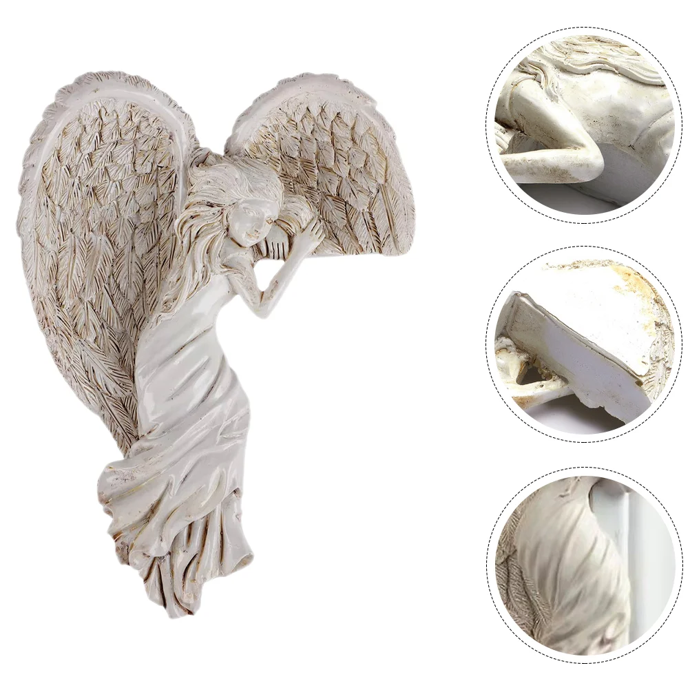 

Angel Door Wings Wall Angels Frame Sculpture Corner Wing Figurine Hanging Decoration Decor Ornaments Crafts Statue Garden