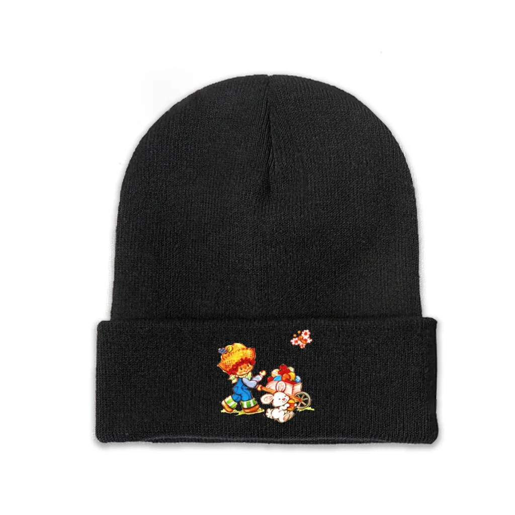 

Knit Hat Strawberry Shortcake TV Winter Warm Beanie Caps 80s Aesthetic Huckleberry Egg Barrel Classic Men Women Casual Bonnet