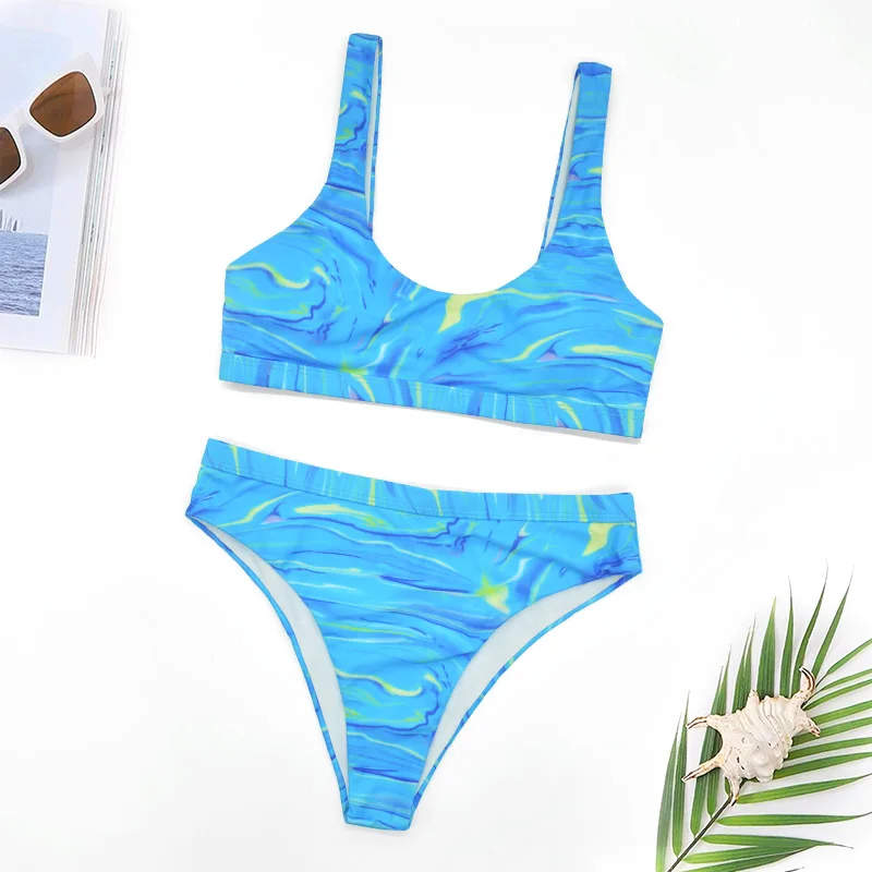 

Женское бикини 2022, купальник с низкой талией, сексуальное бикини, однотонный купальник пуш-ап, купальник, синий купальник бикини, пляжный ко...