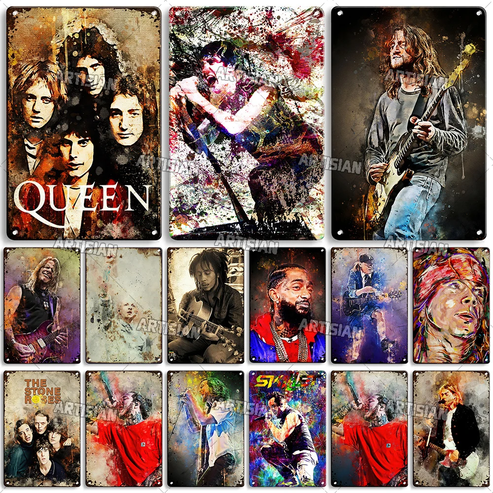 

Артизийский ржавый музыкальный декоративный постер, винтажная Акварельная живопись, металлический налет, настенное искусство, металличес...