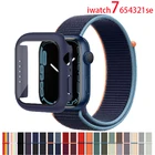 Ремешок и чехол для Apple watch band 45 мм 41 мм 44 мм 40 мм 42 мм 38 мм 41 45 мм, спортивный нейлоновый браслет-петля correa iWatch Series 3 4 5 6 SE 7