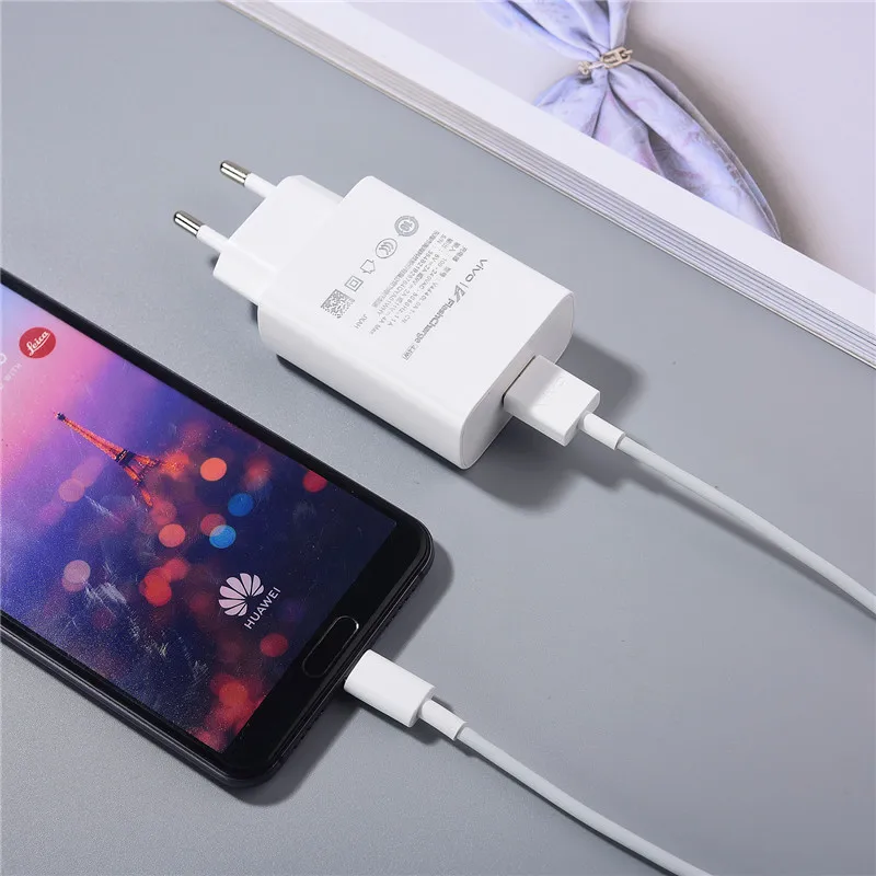 Фото Оригинальный Vivo 44 Вт FlashCharg 2,0 зарядное устройство ЕС США адаптер для быстрой зарядки 100 см Type C кабель для Vivo X50 X30 X60 Pro S7 S12 iQOO Z1X №1