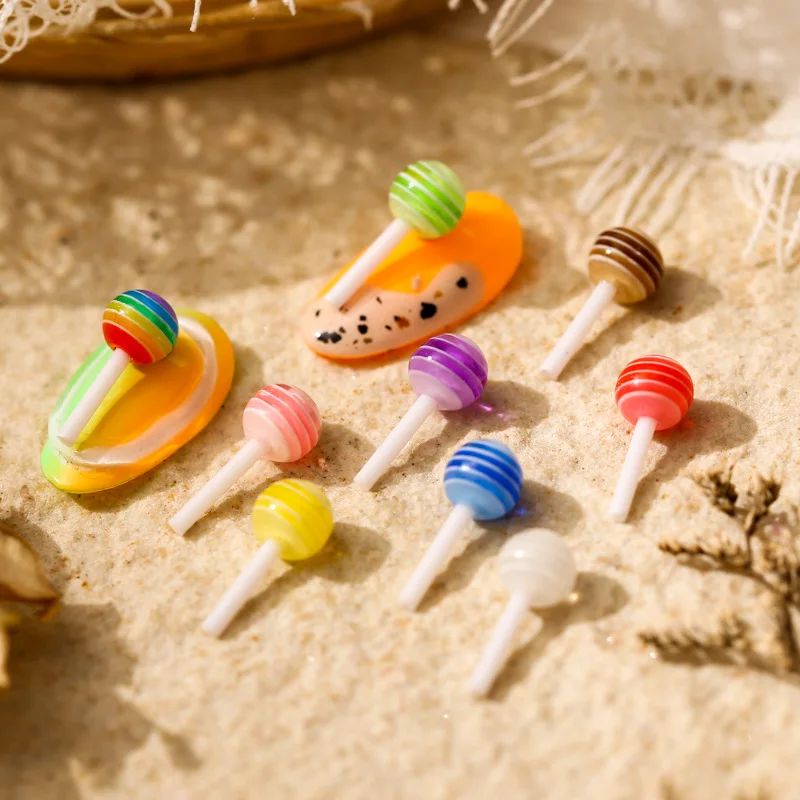 

3D New Nail Art Lollipop Cute Three-dimensional Candy Color Painting Cute Cartoon Simulation Wild Nail Jewelry