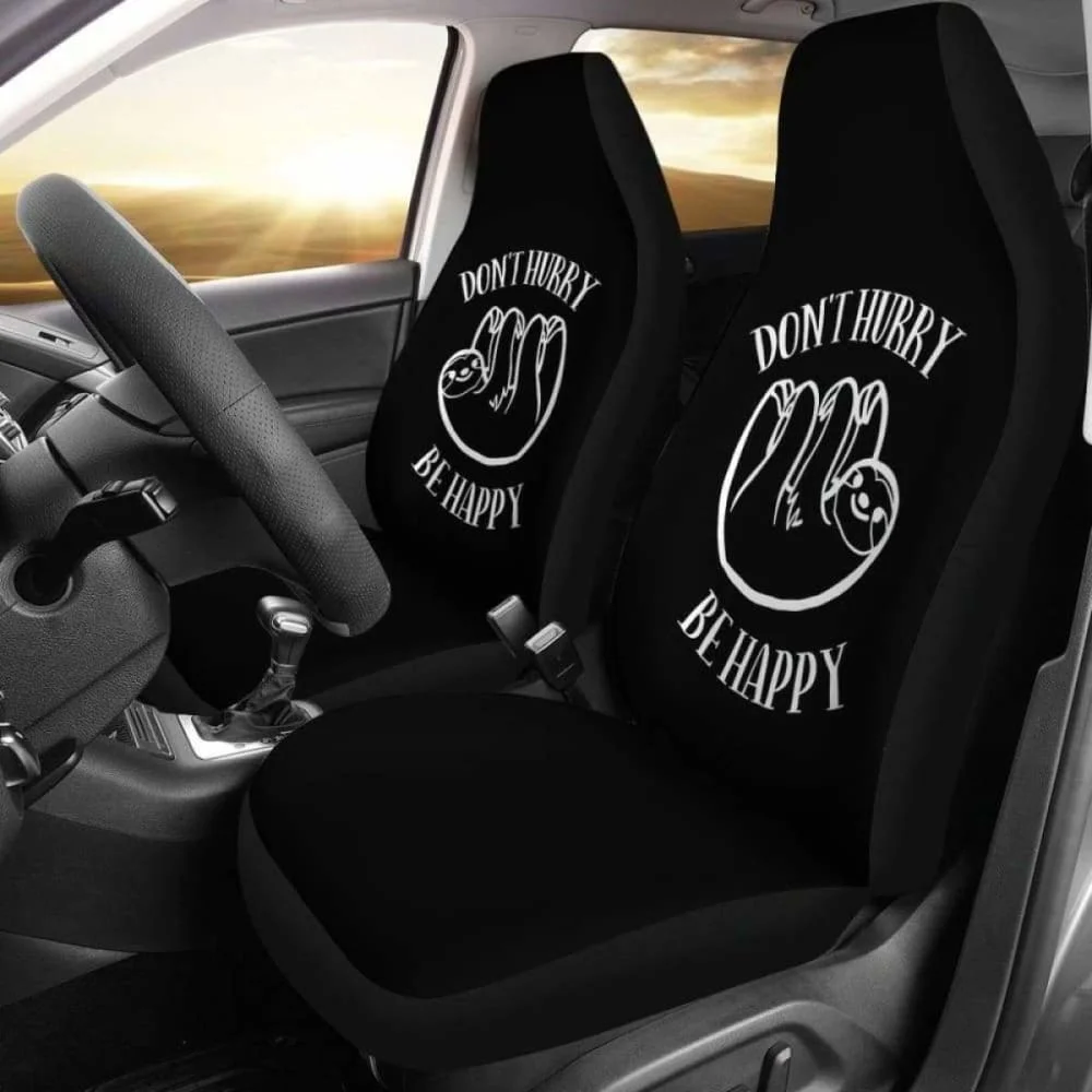 

Don’T Hurry Be Happy Sloth Car Seat Covers Pack of 2 Universal Front Seat Protective Cover