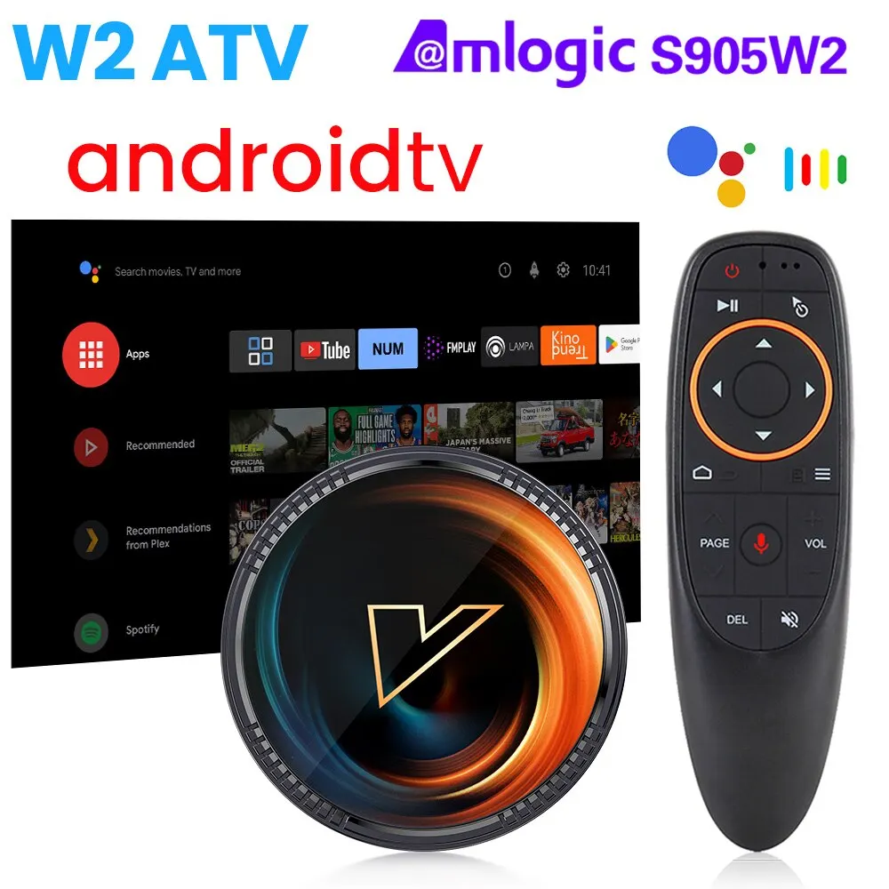 ТВ-приставка W2 ATV, Android 11, Amlogic S905W2, поддержка 4K, AV1, 2,4 дюйма, Bluetooth, с дистанционным управлением голосом Google, 2G16G, 4G32G, 64 ГБ, Смарт ТВ-приставка - купить по выгодной цене