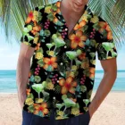 Рубашка мужская с коротким рукавом и цветочным принтом, свободная повседневная Пляжная мешковатая футболка с тропическим принтом, гавайский праздник, топ на пуговицах, в национальном стиле, на лето